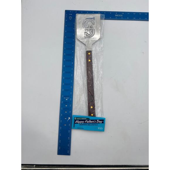 Seattle Mariners Gift Baseball Lover 18” fathers day spatula BBQ Steel Wood NEW - Picture 4 of 4